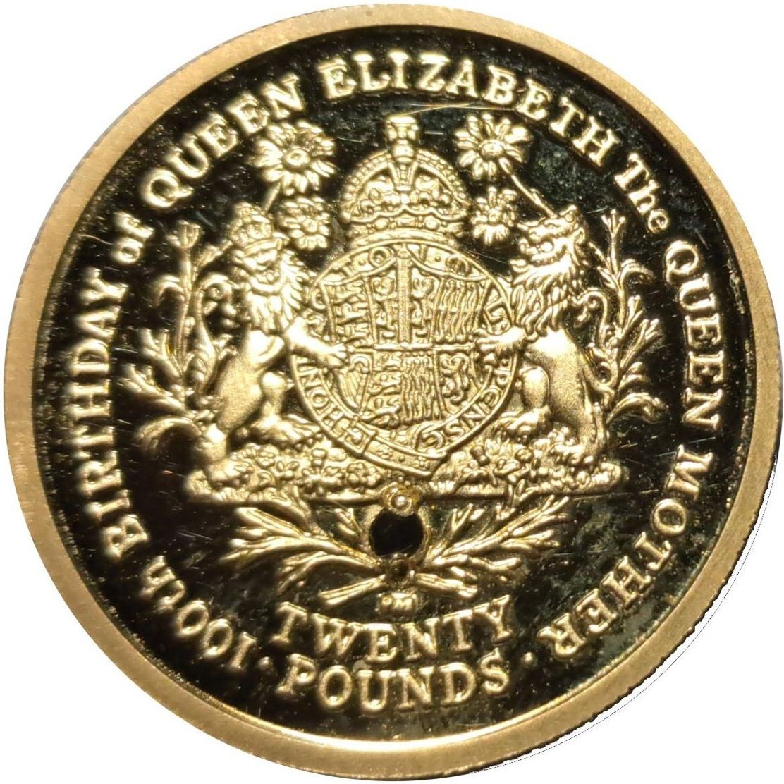 South Georgia and the South Sandwich Islands 20 Pounds - Elizabeth II Queen Mother, 100th Birthday reverse
