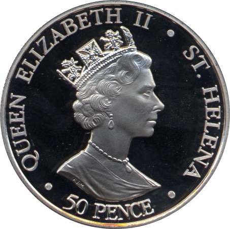 Saint Helena 50 Pence - Elizabeth II Coronation Jubilee obverse