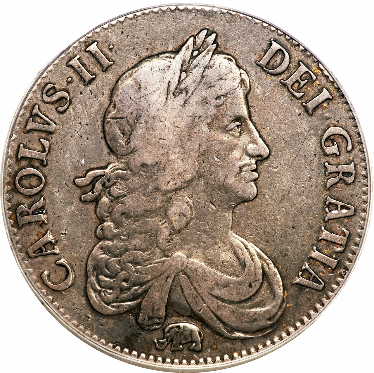 1 Crown - Charles II 2nd bust; Africa Company obverse