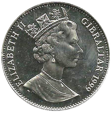 Gibraltar 1 Crown - Elizabeth II Royal Wedding obverse