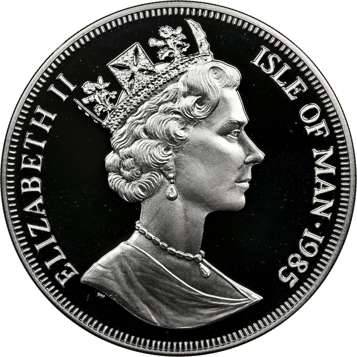 Isle of Man 1 Crown - Elizabeth II Queen Mother and the Duke of York; Silver Proof obverse