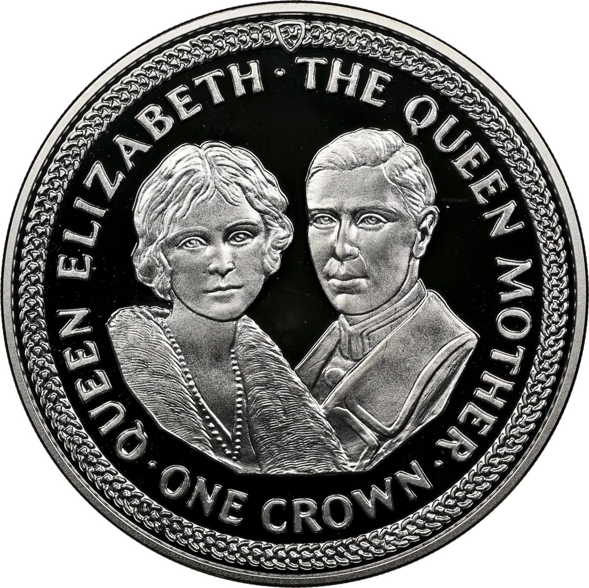 Isle of Man 1 Crown - Elizabeth II Queen Mother and the Duke of York; Silver Proof