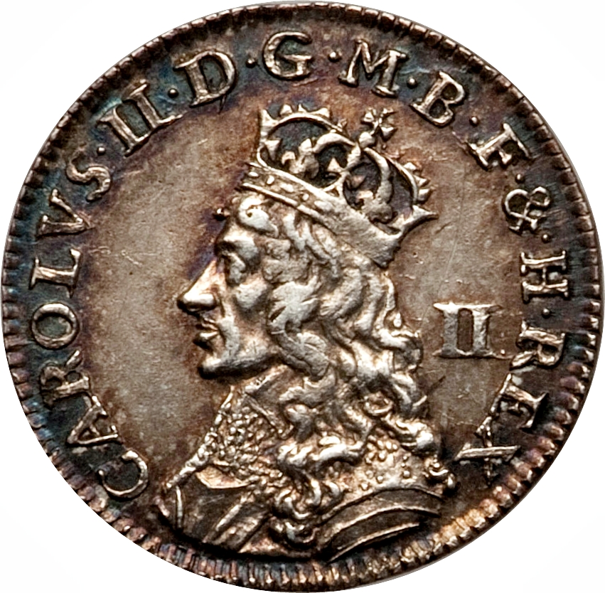 2 Pence - Charles II 2nd bust; Milled Coinage obverse