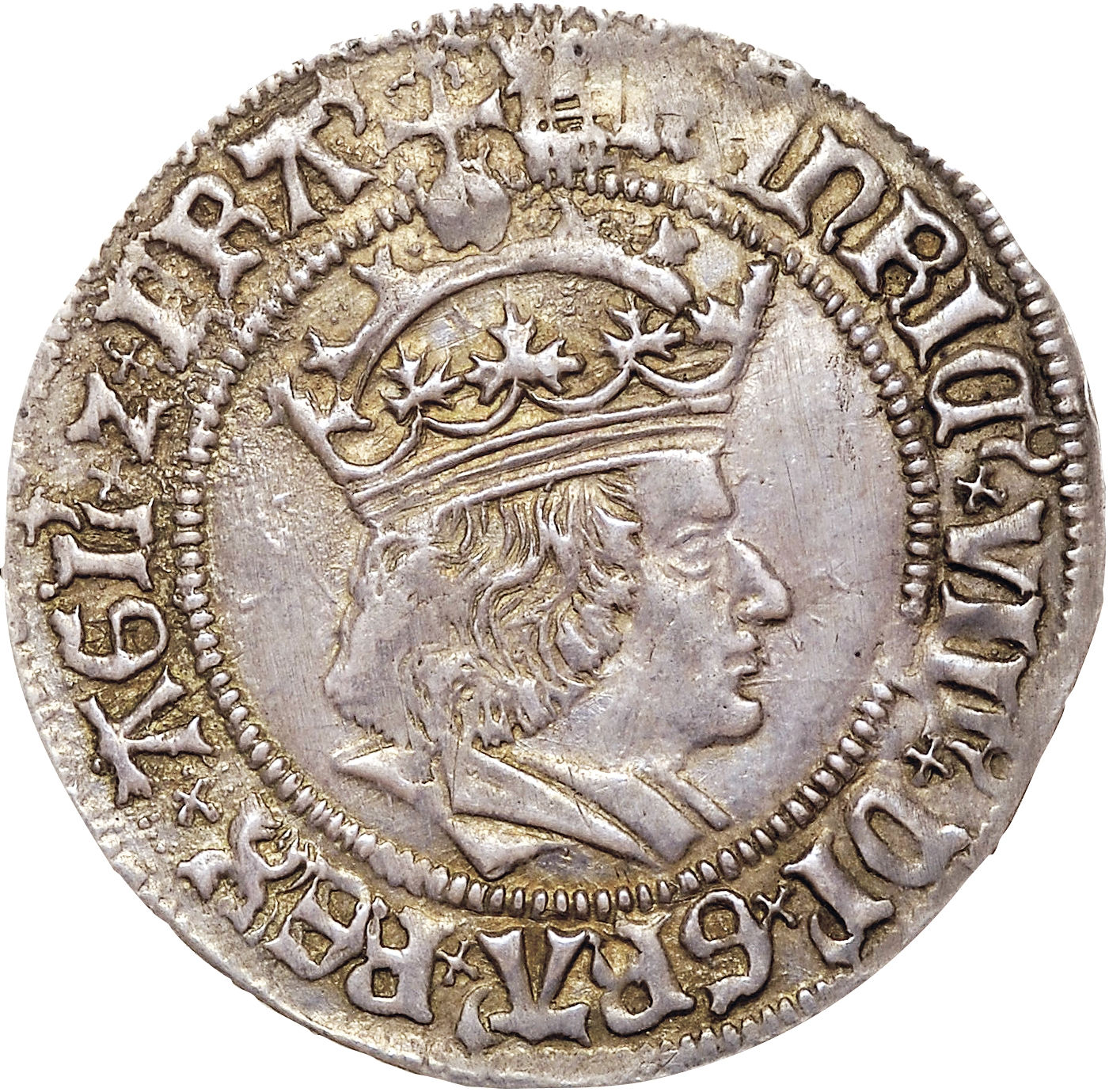 1 Groat - Henry VIII 1st coinage; Henry VII portrait obverse