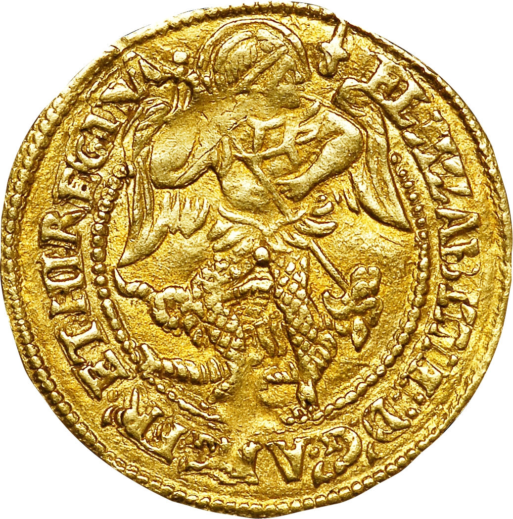 ½ Angel - Elizabeth I 5th issue obverse