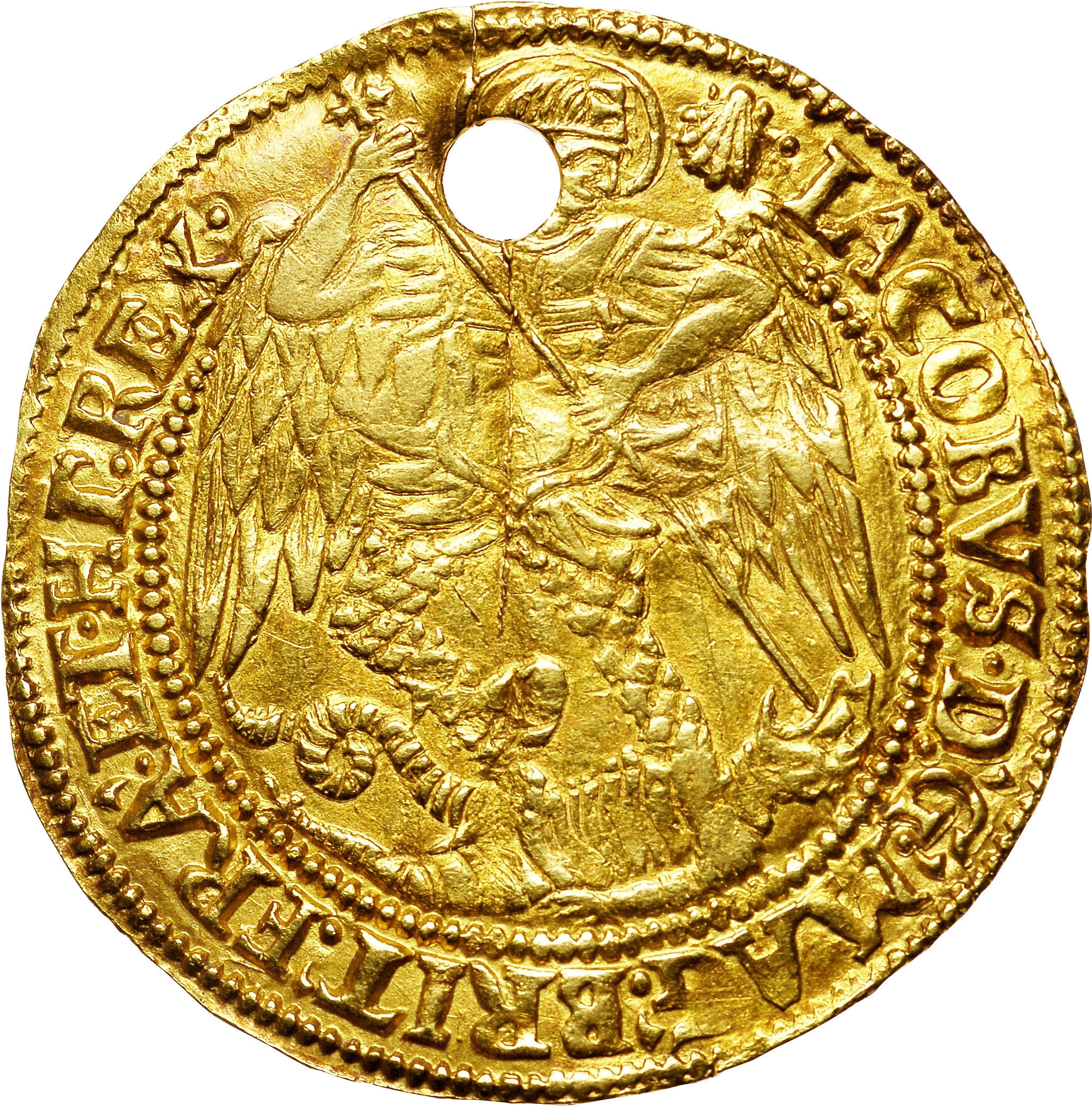 1 Angel - James I 2nd coinage obverse