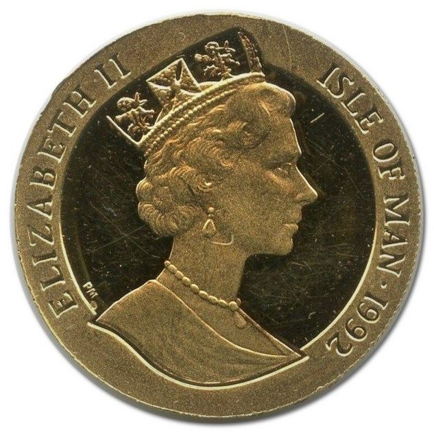 Isle of Man ⅕ Crown - Elizabeth II America's Cup - San Diego obverse
