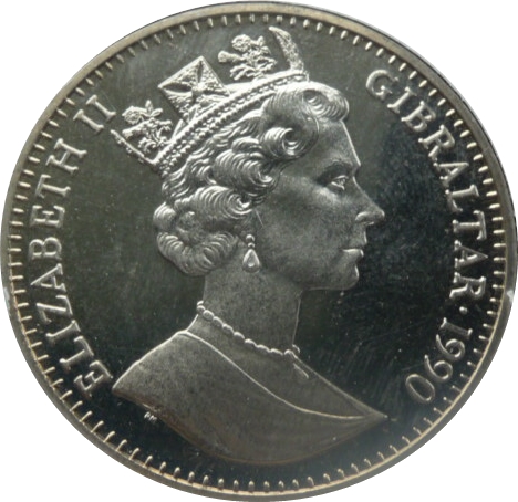 Gibraltar 1 Crown - Elizabeth II World Cup - Three players obverse