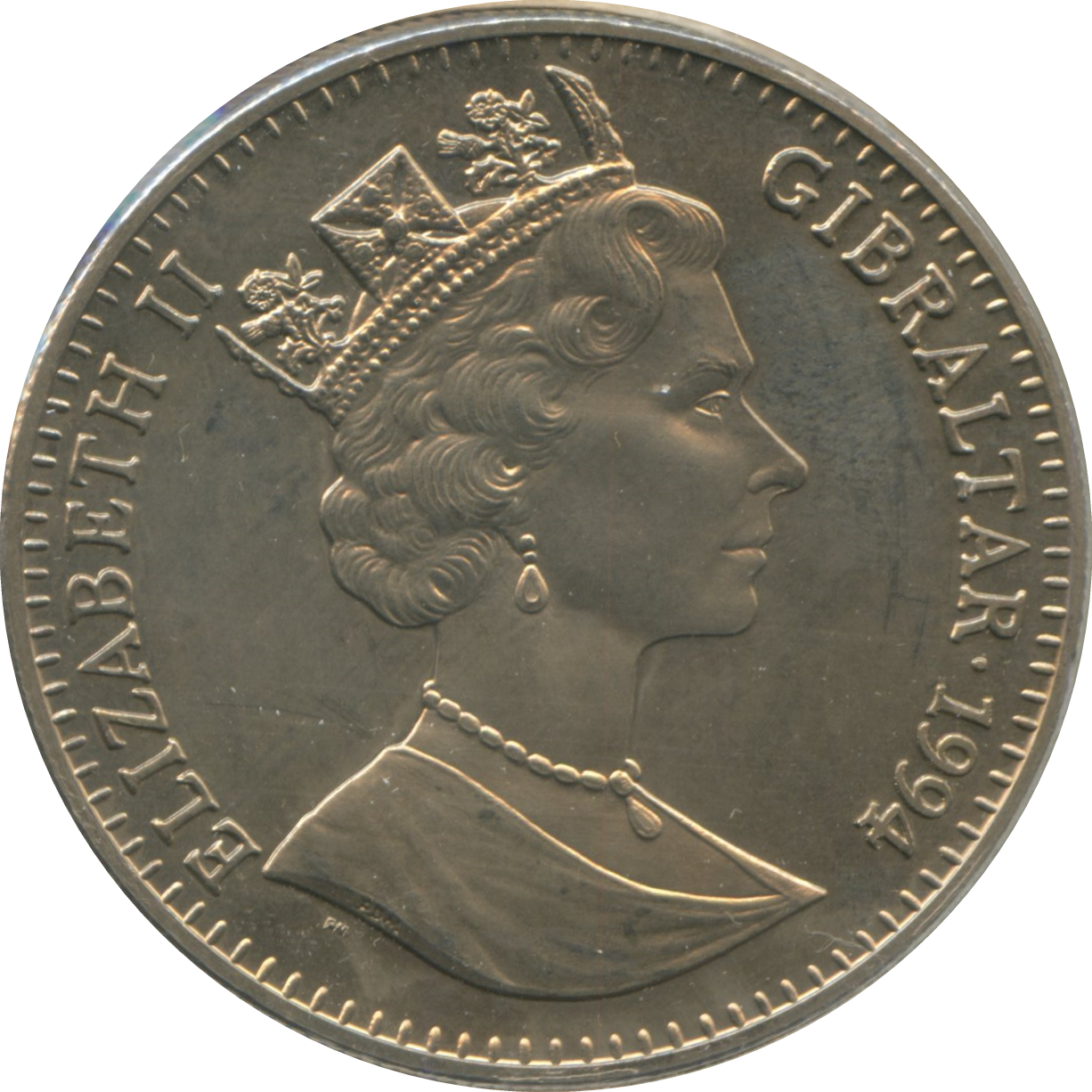 Gibraltar 1 Crown - Elizabeth II Dolphin obverse