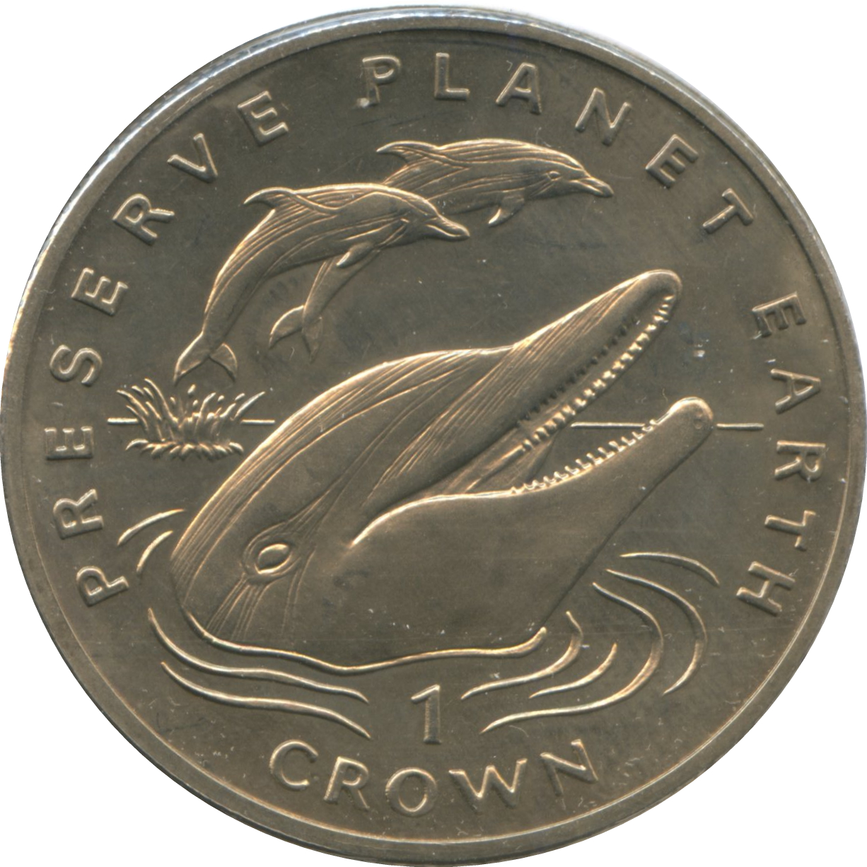 Gibraltar 1 Crown - Elizabeth II Dolphin reverse