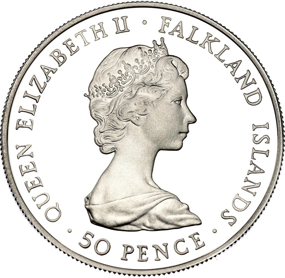 Falkland Islands 50 Pence - Elizabeth II Liberation; Silver Proof Issue obverse