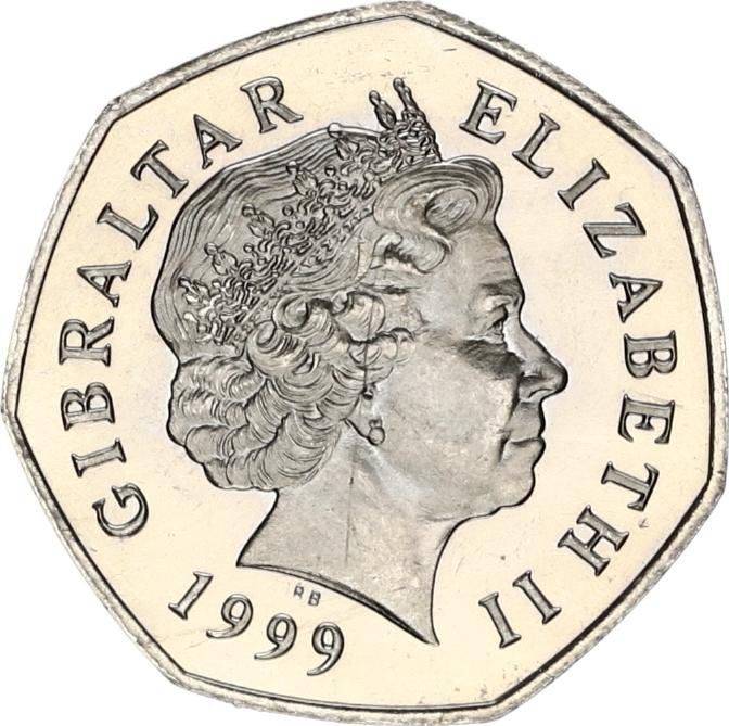 Gibraltar 50 Pence - Elizabeth II Christmas obverse