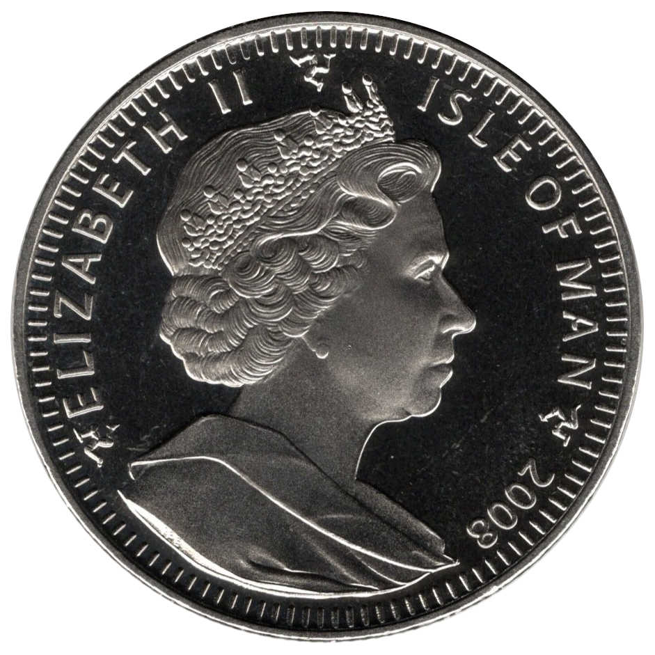 Isle of Man 1 Crown - Elizabeth II James and the Snowman; Colourised obverse