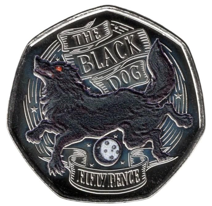 Jersey 50 Pence - Charles III The Black Dog; Colourised reverse