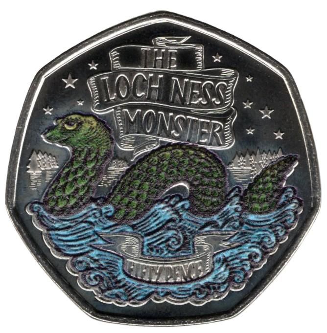Jersey 50 Pence - Charles III The Loch Ness Monster; Colourised reverse