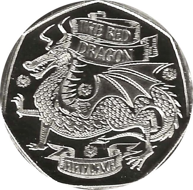 Jersey 50 Pence - Charles III The Red Dragon reverse