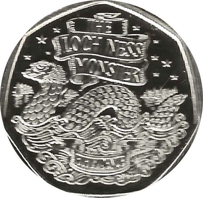 Jersey 50 Pence - Charles III The Loch Ness Monster reverse