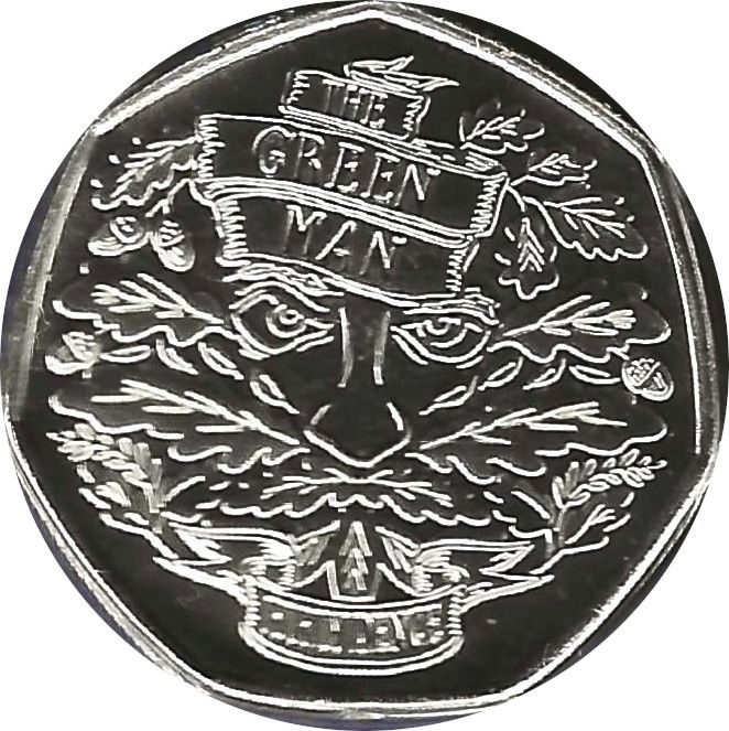 Jersey 50 Pence - Charles III The Green Man reverse