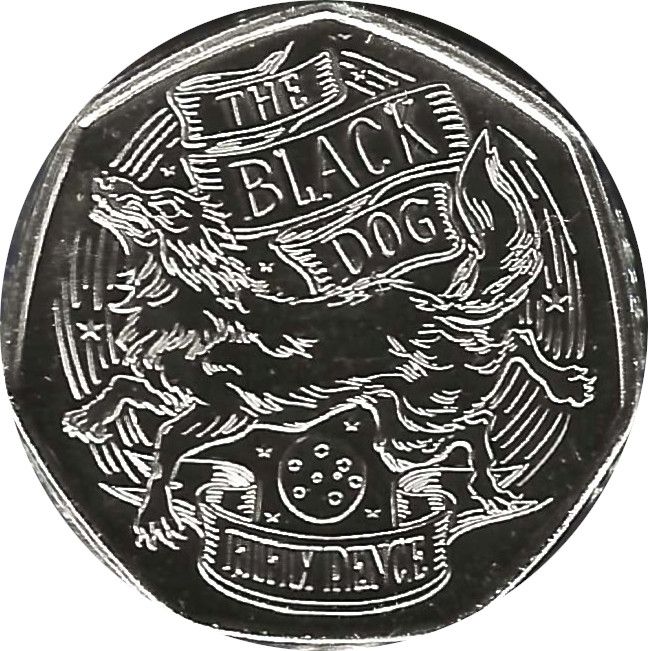 Jersey 50 Pence - Charles III The Black Dog reverse