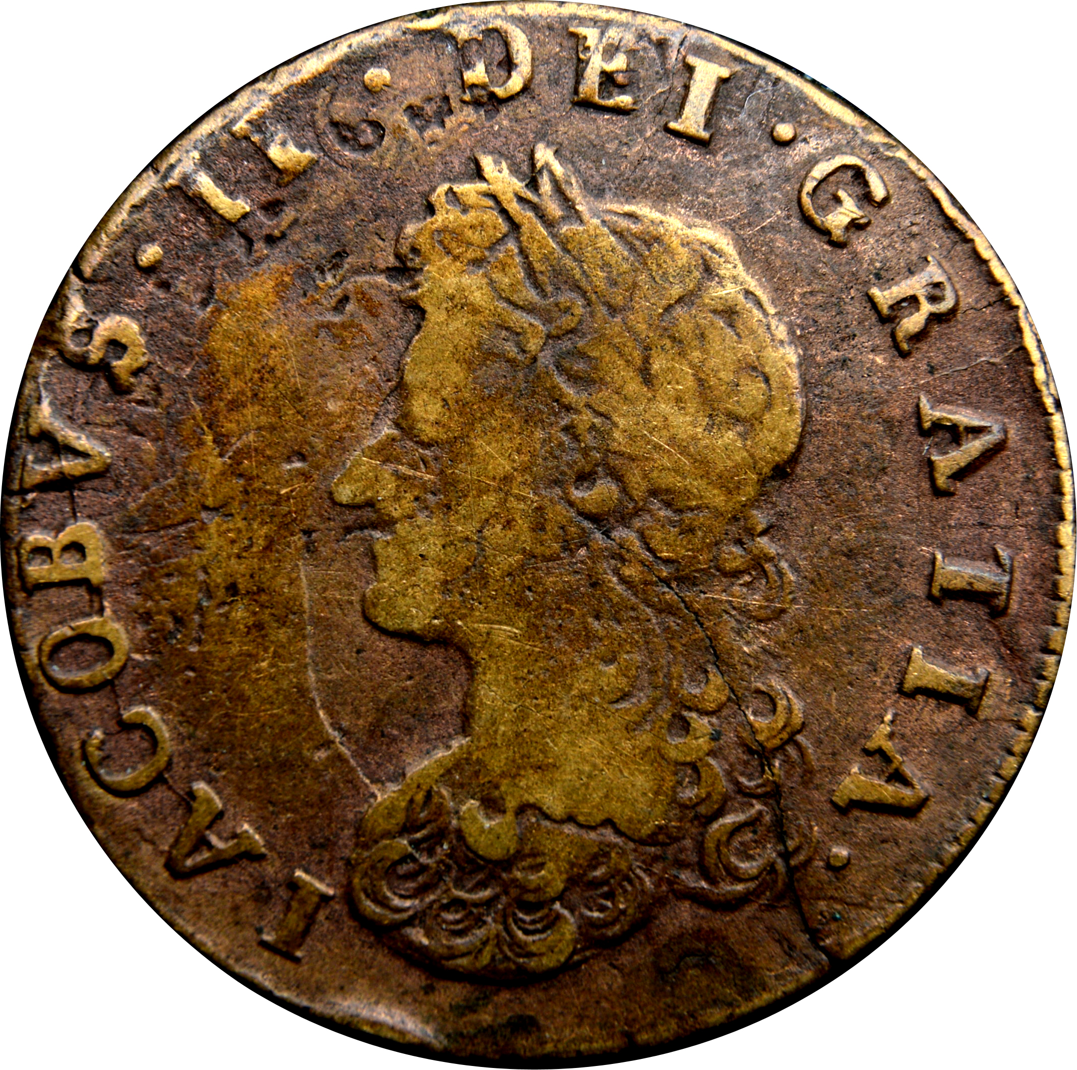 Ireland ½ Penny - James II Limerick Siege Coinage obverse