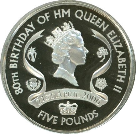 Alderney 5 Pounds - Elizabeth II Queen Elizabeth II; Silver Proof Issue reverse
