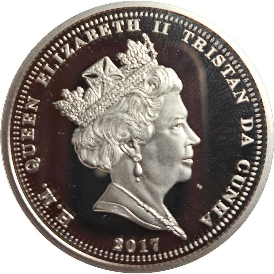 Tristan da Cunha 1 Crown - Elizabeth II 100th Anniversary U.S. In WWI; Cantigny obverse