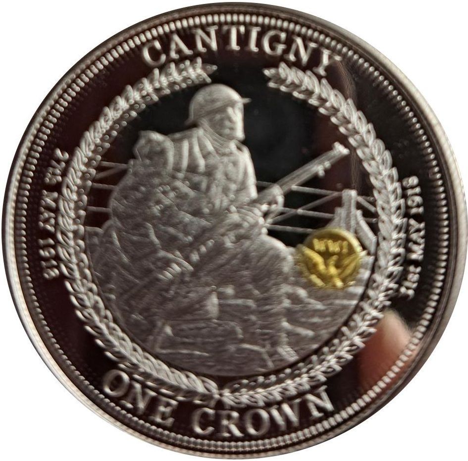 Tristan da Cunha 1 Crown - Elizabeth II 100th Anniversary U.S. In WWI; Cantigny reverse