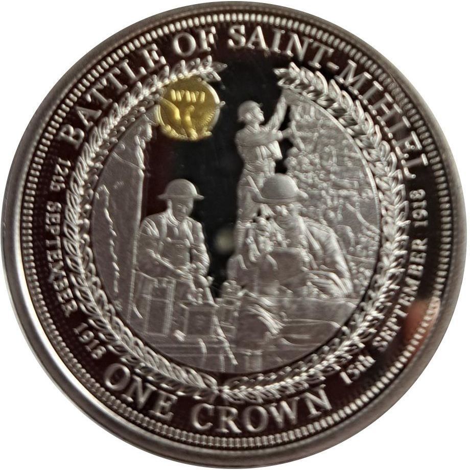 Tristan da Cunha 1 Crown - Elizabeth II 100th Anniversary U.S. In WWI; Battle of Saint-Mihiel