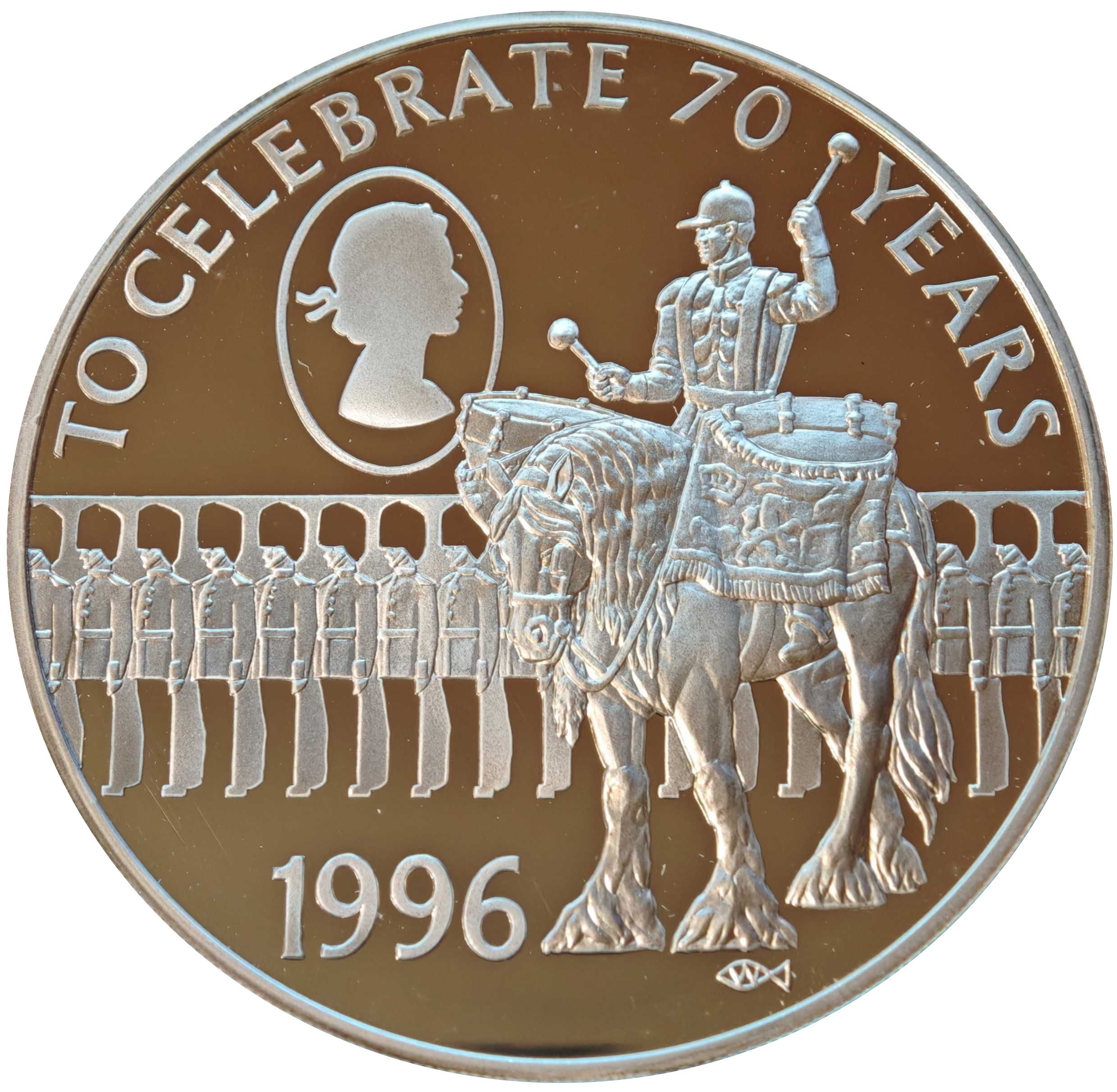 Saint Helena and Ascension 25 Pounds - Elizabeth II Queen Elizabeth's 70th Birthday; Silver Proof