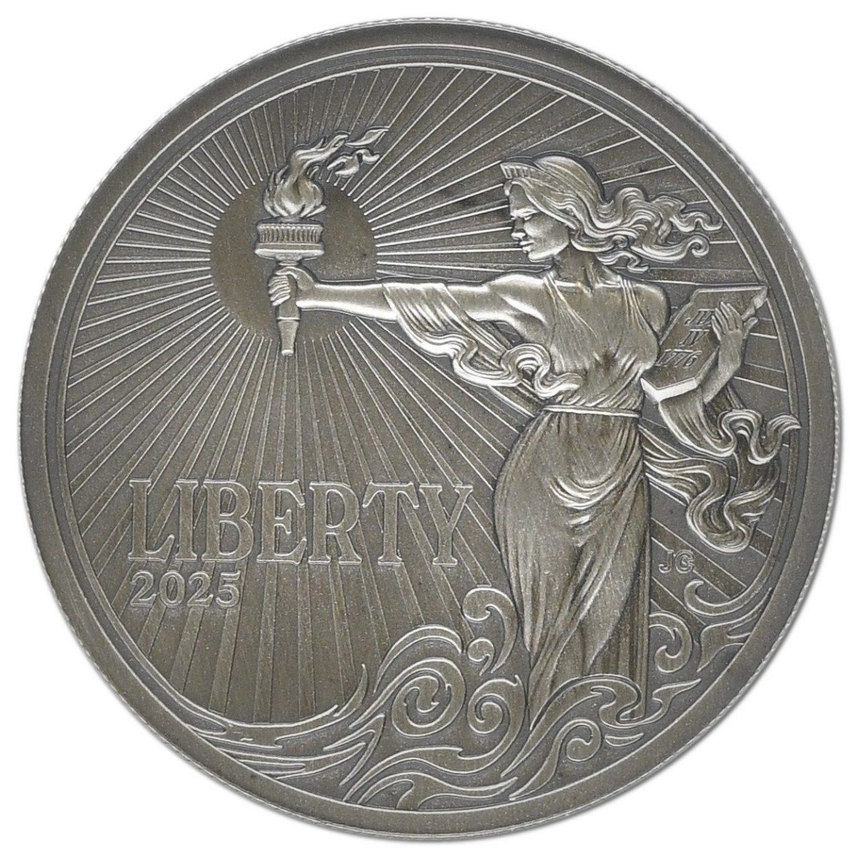 Alderney 5 Pounds - Bald Eagle and Liberty reverse