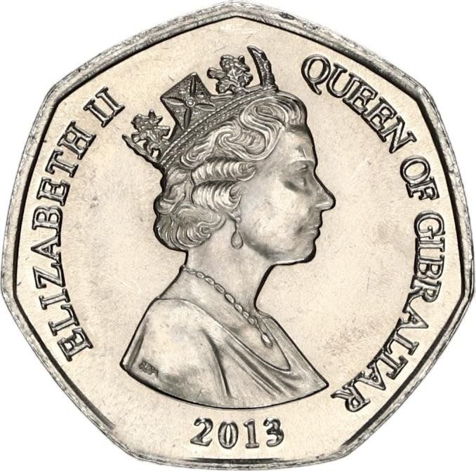 Gibraltar 50 Pence - Elizabeth II Christmas obverse