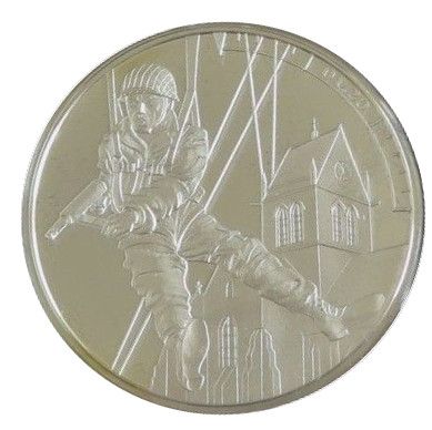 Guernsey 5 Pounds - Elizabeth II D-Day Landing 01.20; Silver Proof