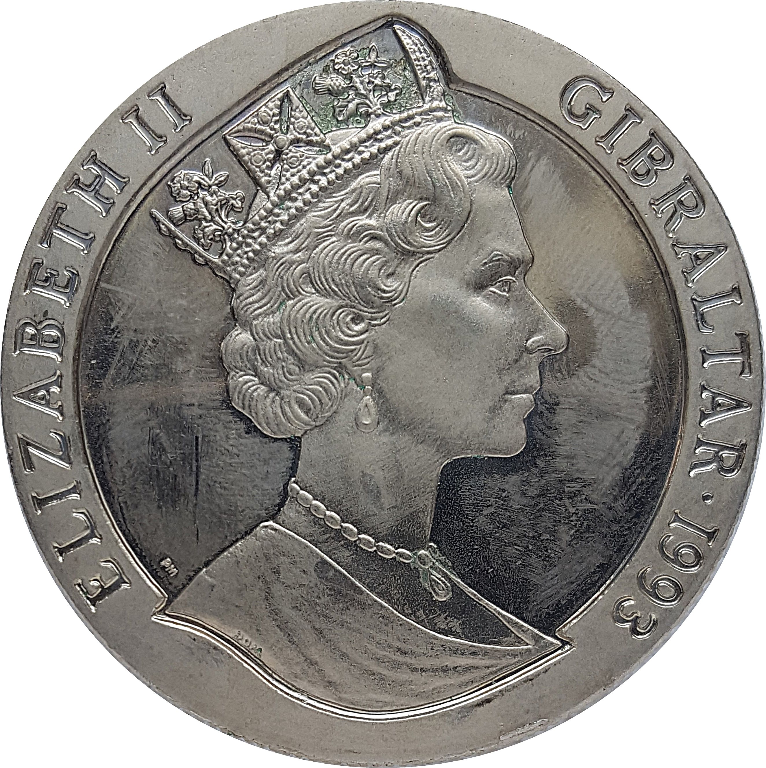 Gibraltar 1 Crown - Elizabeth II H.M.S. Penelope obverse