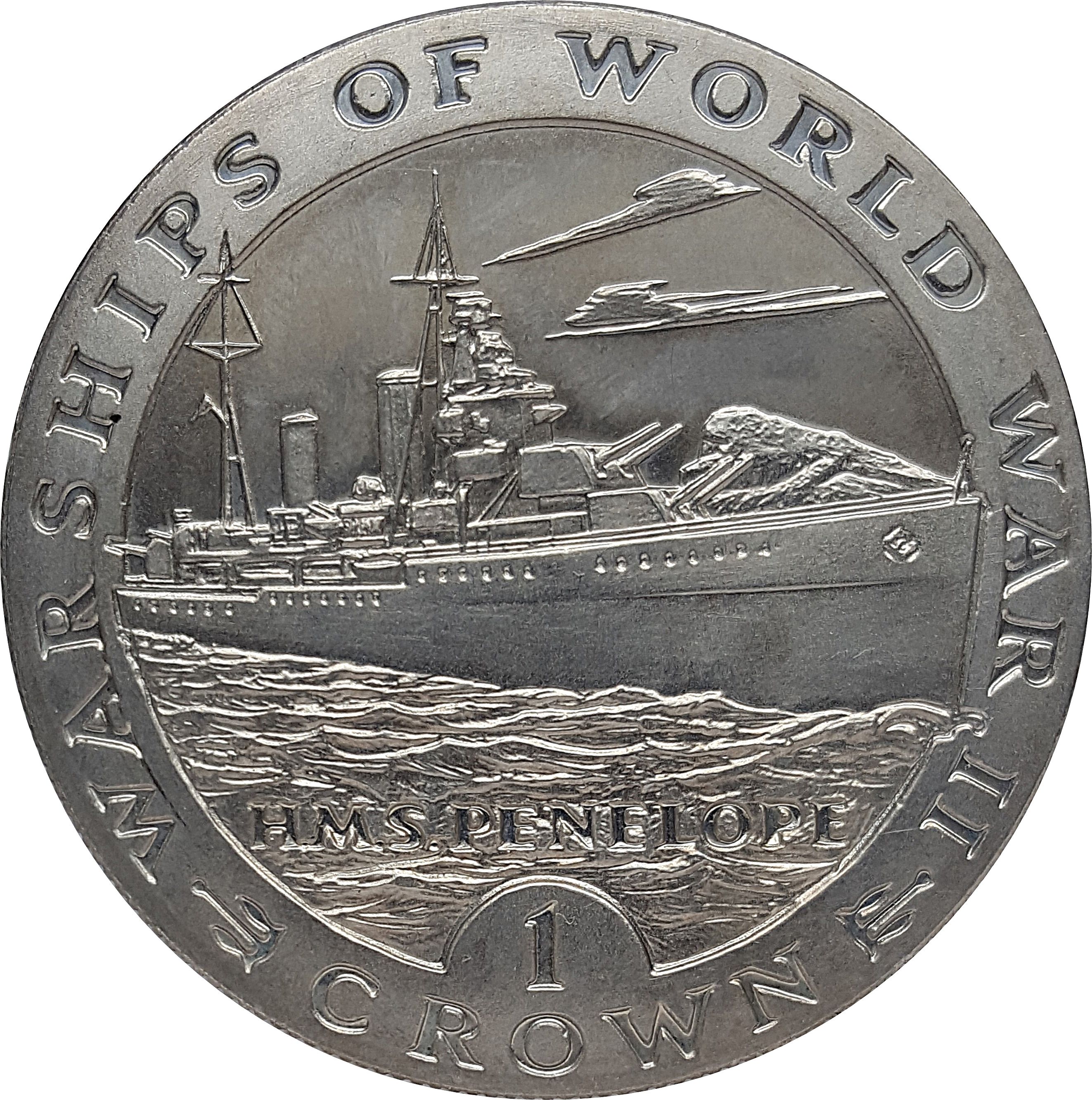 Gibraltar 1 Crown - Elizabeth II H.M.S. Penelope reverse