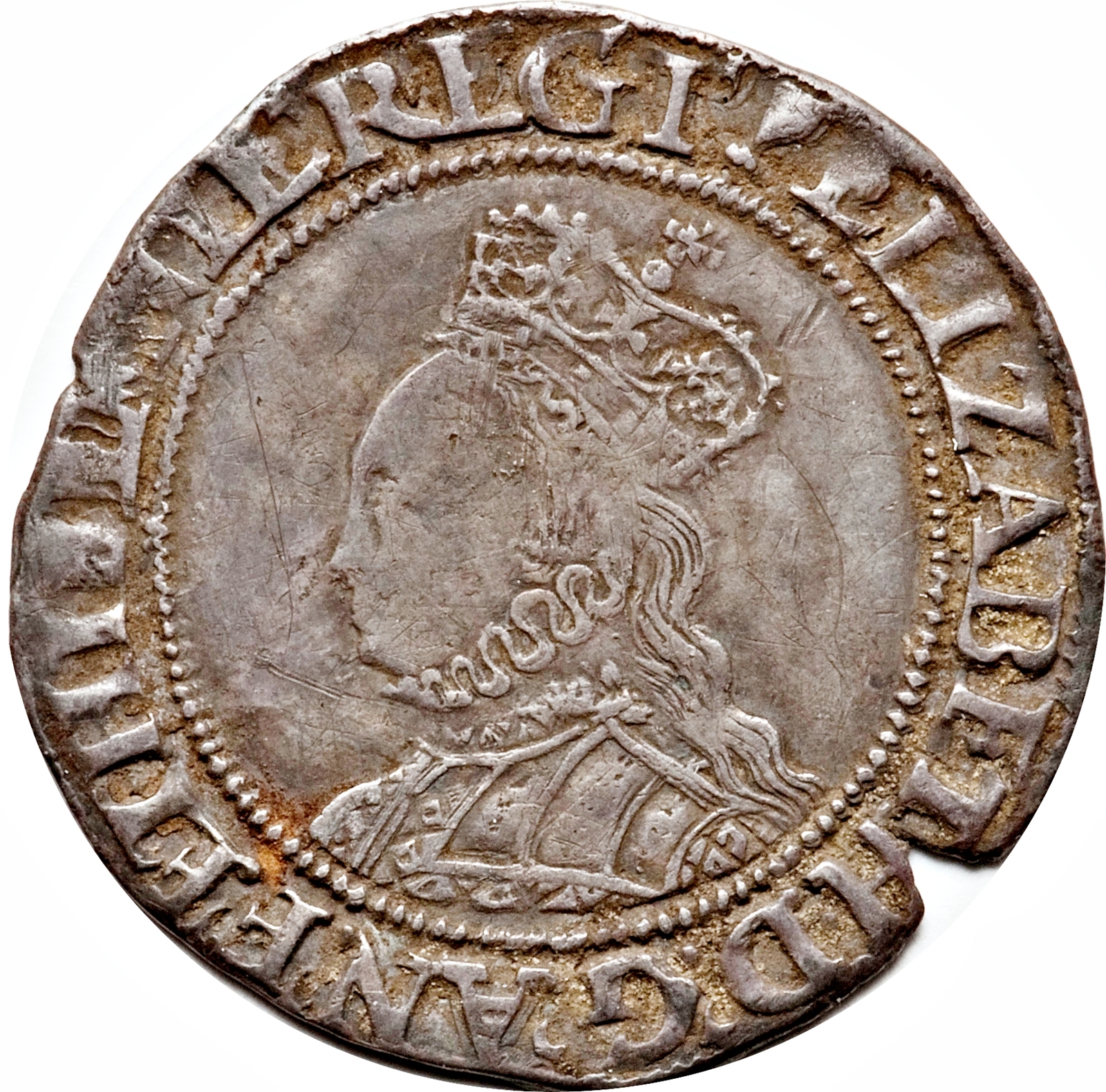 Ireland 1 Shilling - Elizabeth I Second coinage obverse