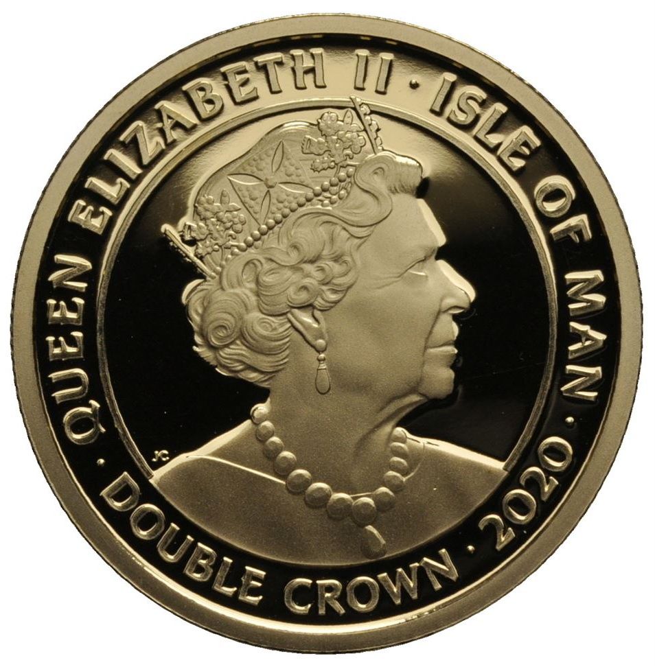 Isle of Man 2 Crowns - Elizabeth II Leif Erikson obverse