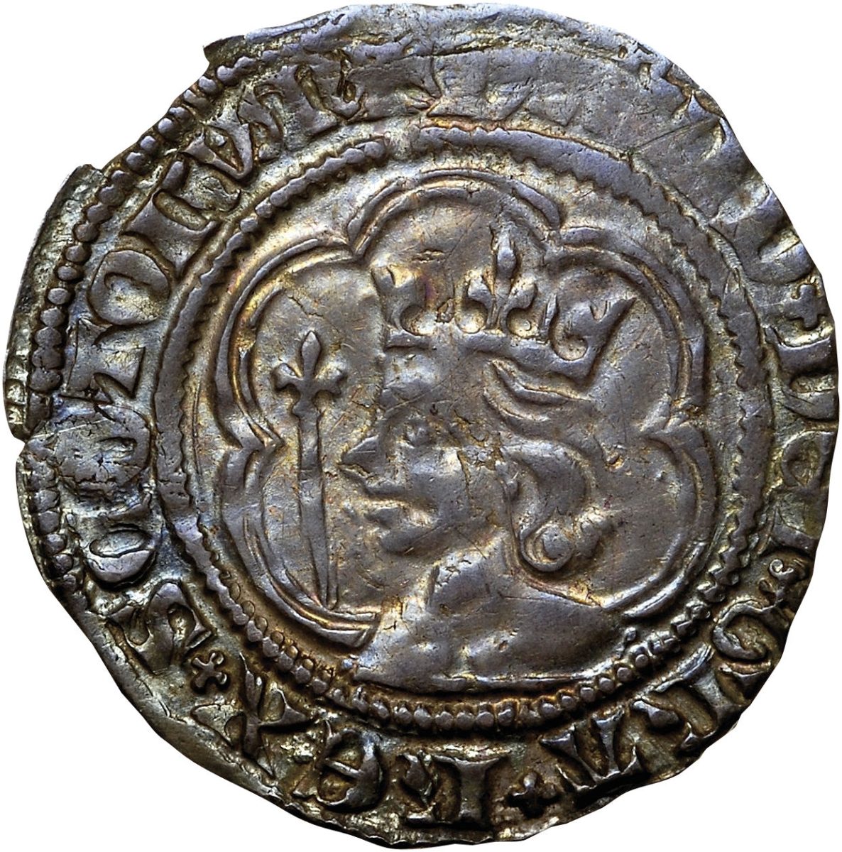 Scotland ½ Groat - David II 2nd Coinage, Class A obverse