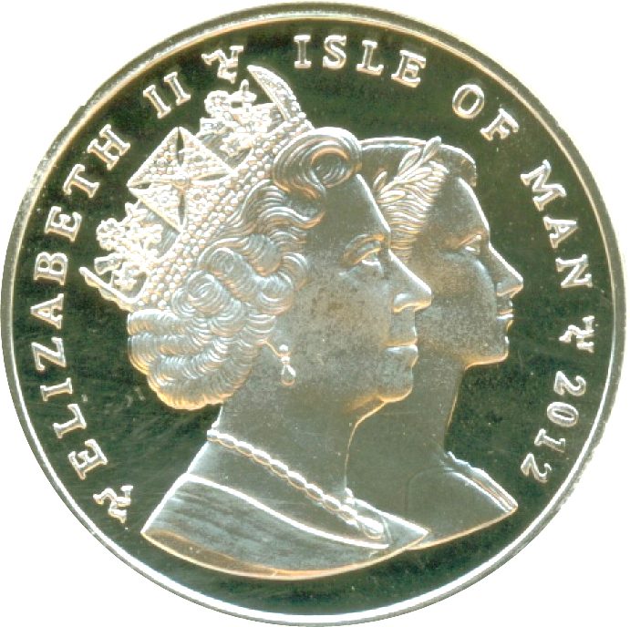 Isle of Man 1 Crown - Elizabeth II Euro Currency; Silver obverse