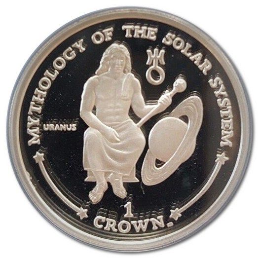 Gibraltar 1 Crown - Elizabeth II Uranus; Silver Proof reverse