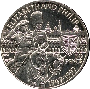 Saint Helena 50 Pence - Elizabeth II Golden Wedding