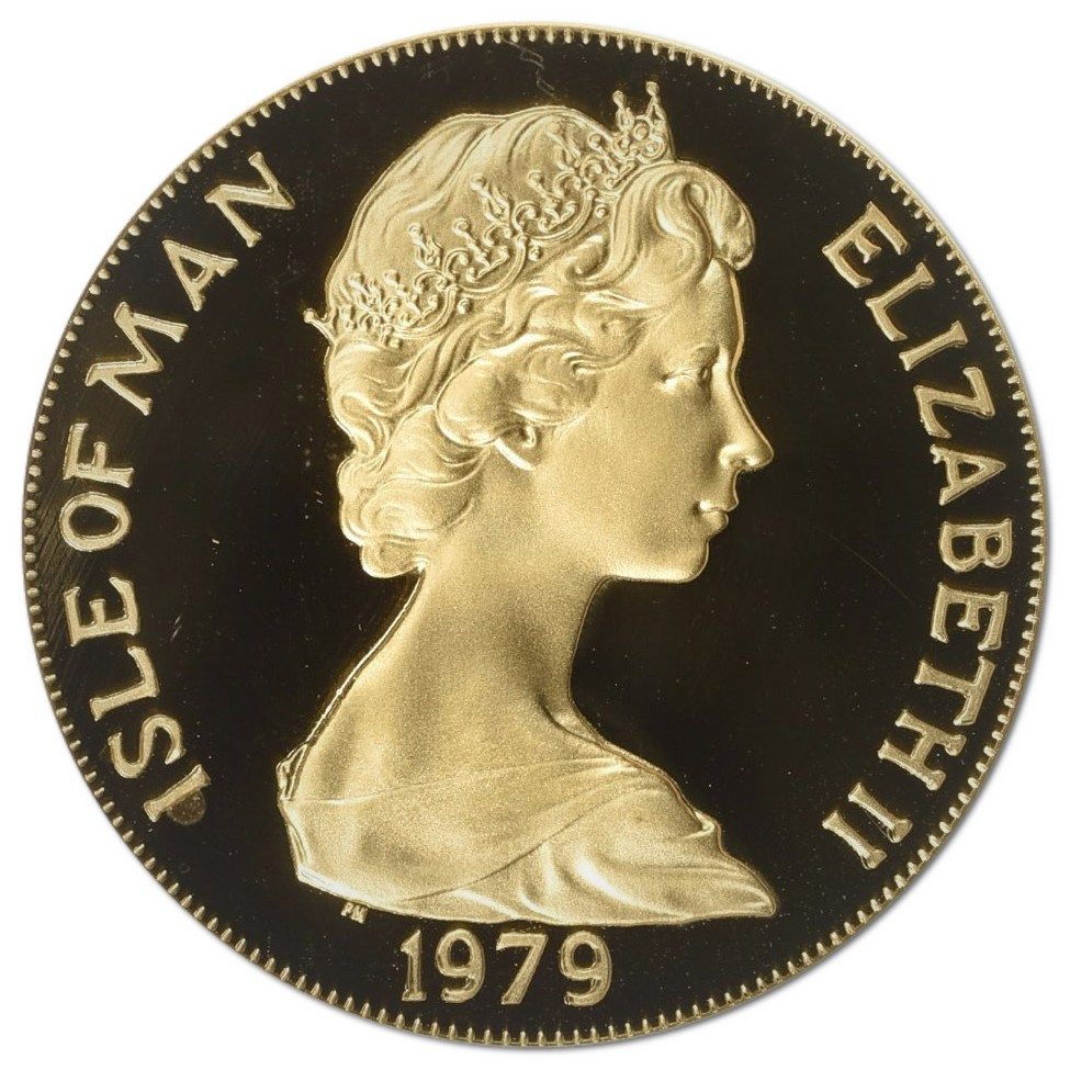 Isle of Man 1 Crown - Elizabeth II Tynwald - Standing figure and ship; Gold Proof obverse