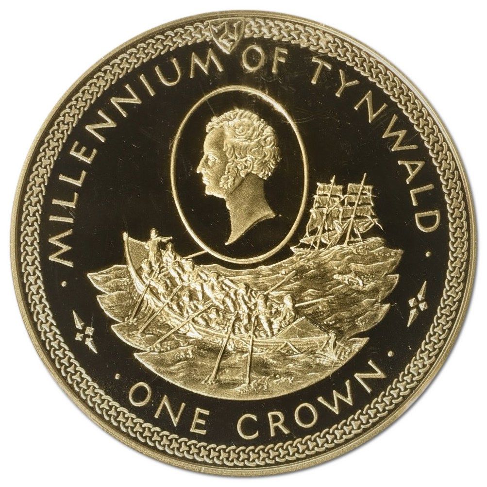 Isle of Man 1 Crown - Elizabeth II Tynwald - Sir William Hillary; Gold Proof reverse