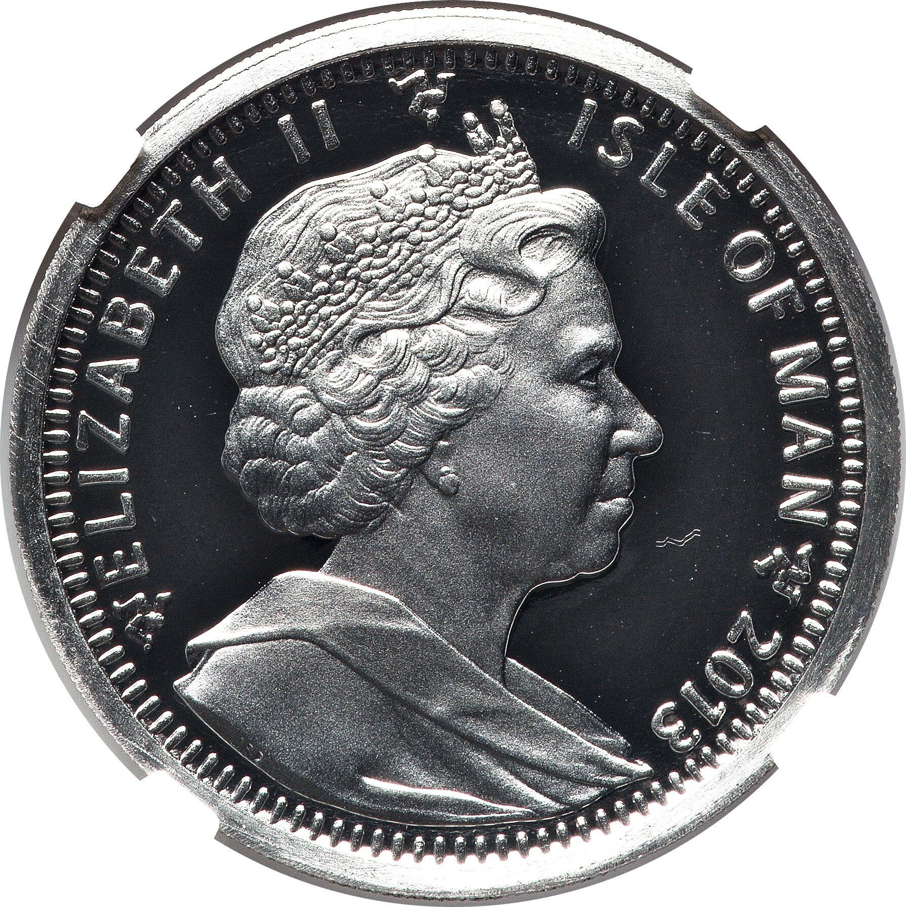 Isle of Man 1 Crown - Elizabeth II Birth of Jesus obverse