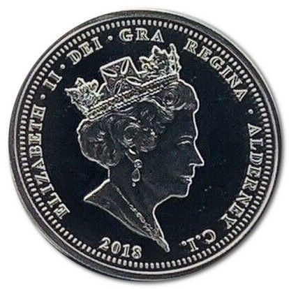 Alderney 5 Pounds - Elizabeth II Remembrance Day; Silver Plated coloured obverse