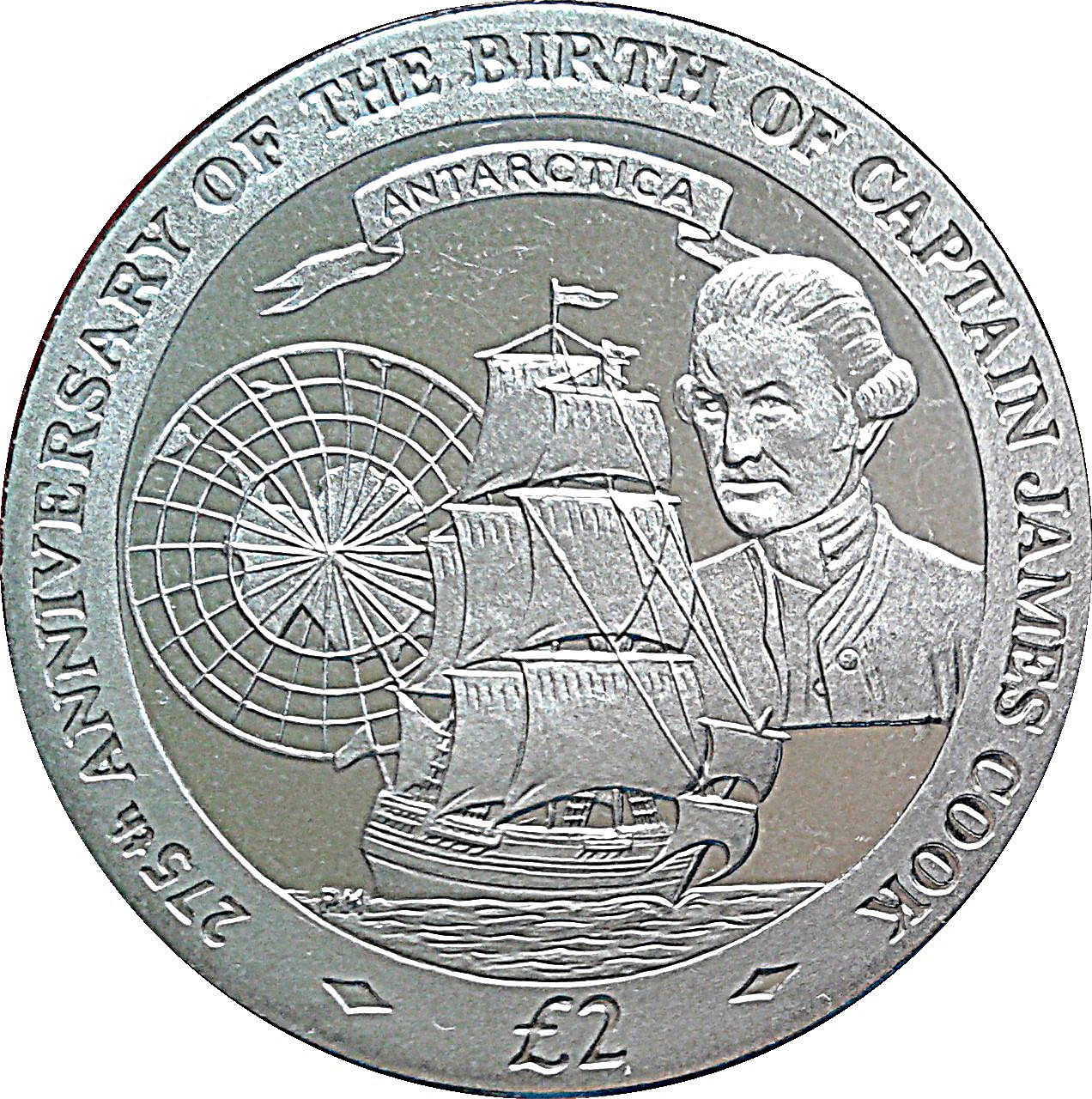 South Georgia and the South Sandwich Islands 2 Pounds - Elizabeth II Captain James Cook