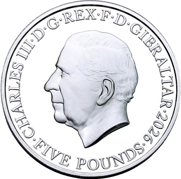 Gibraltar 5 Pounds - Charles III The RDM Masterpieces - Unseen Effigies; Silver 1oz obverse