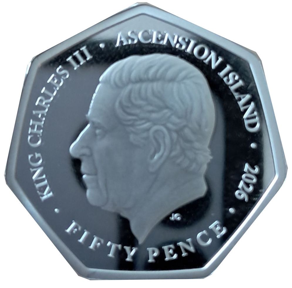 Ascension Island 50 Pence - Charles III The New Queen obverse