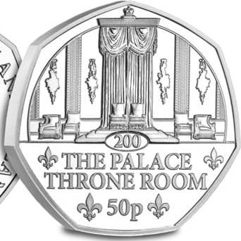 Falkland Islands 50 Pence - Charles III The Palace Throne Room