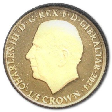 Gibraltar ⅕ Crown - Charles III D-Day 80 obverse