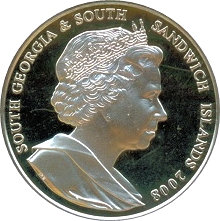 South Georgia and the South Sandwich Islands 2 Pounds - Elizabeth II Oldest Reigning Monarch; Silver Proof Issue obverse